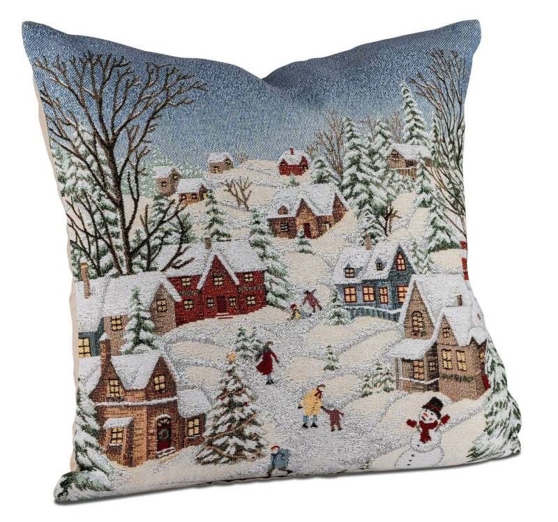 formano Dekokissen Weihnachtskissen 45cm mit Häuser-Dekor Gobelin Deko Kissen mit Füllung von formano