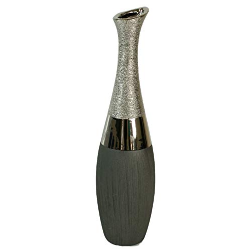 formano Dekovase hohe Flaschen-Vase Luxor, Höhe ca. 40 cm, Durchmesser der Öffnung 3 cm, Silber-grau, matt und glänzend von formano