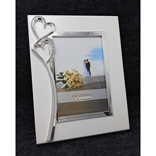 formano Fotorahmen, Bilderrahmen Hearts Herzen für 10x15cm weiß Silber von formano