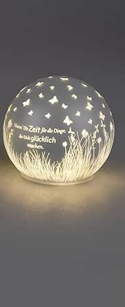 formano Frühlingsdekoration 1 Stück Deko-Kugel Licht 12cm mit Spruch und Timer-silber- Spruch: Nimm Dir Zeit... von formano