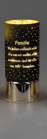formano Frühlingsdekoration 1 Stück Deko-Licht 20cm mit Spruch und Timer-schwarz m. goldenen Sockel- Familie, ist wie ein Baum.. von formano