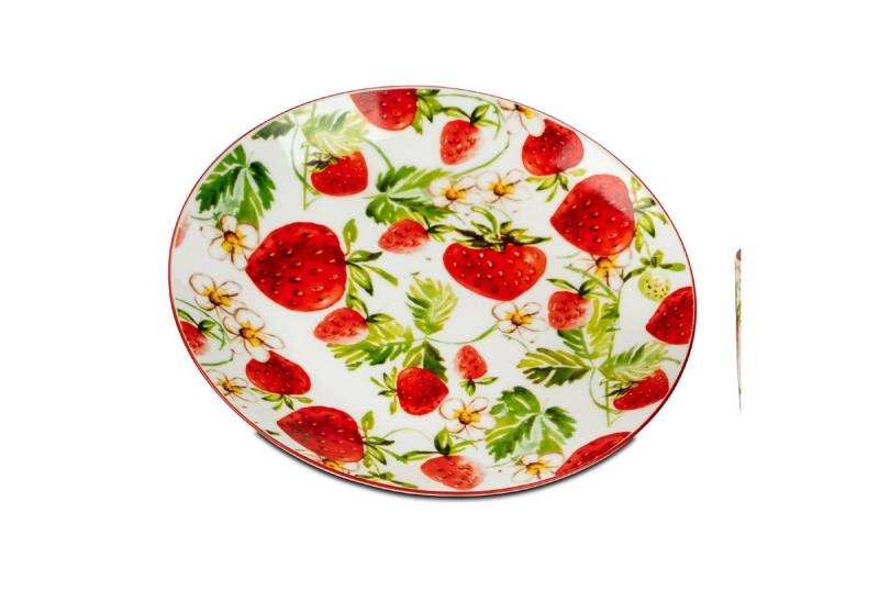 formano Frühstücksteller Strawberrys, Spülmaschinengeeignet, Weiß, Motiv: Erdbeeren von formano