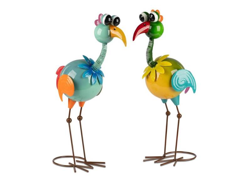 formano Gartenfigur 2er Set Metall-Figur Vogel Wackel-Kopf 50 cm Gartenfigur Bunt von formano
