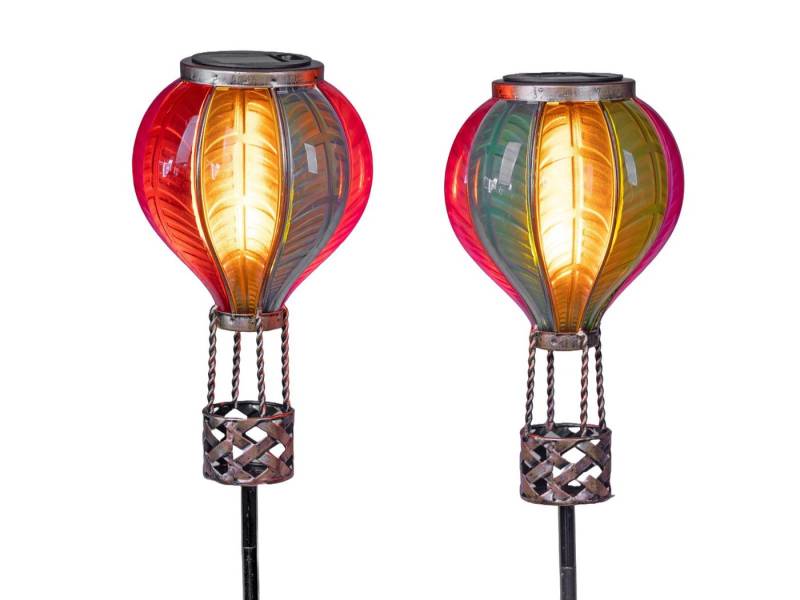 formano Gartenfigur 2er Set Solar-Ballon Gartenstecker Flammeneffekt 115cm Acryl Metall von formano