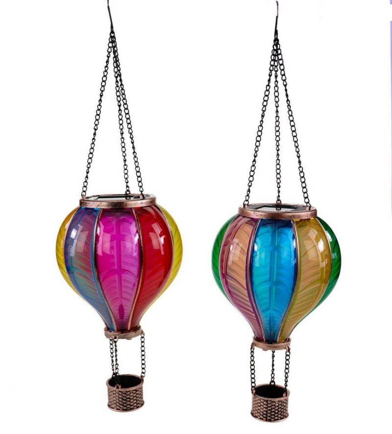 formano Gartenfigur 2er Set Solar-Ballon Hänger mit Flammeneffekt 13x25 cm Acryl Metall von formano