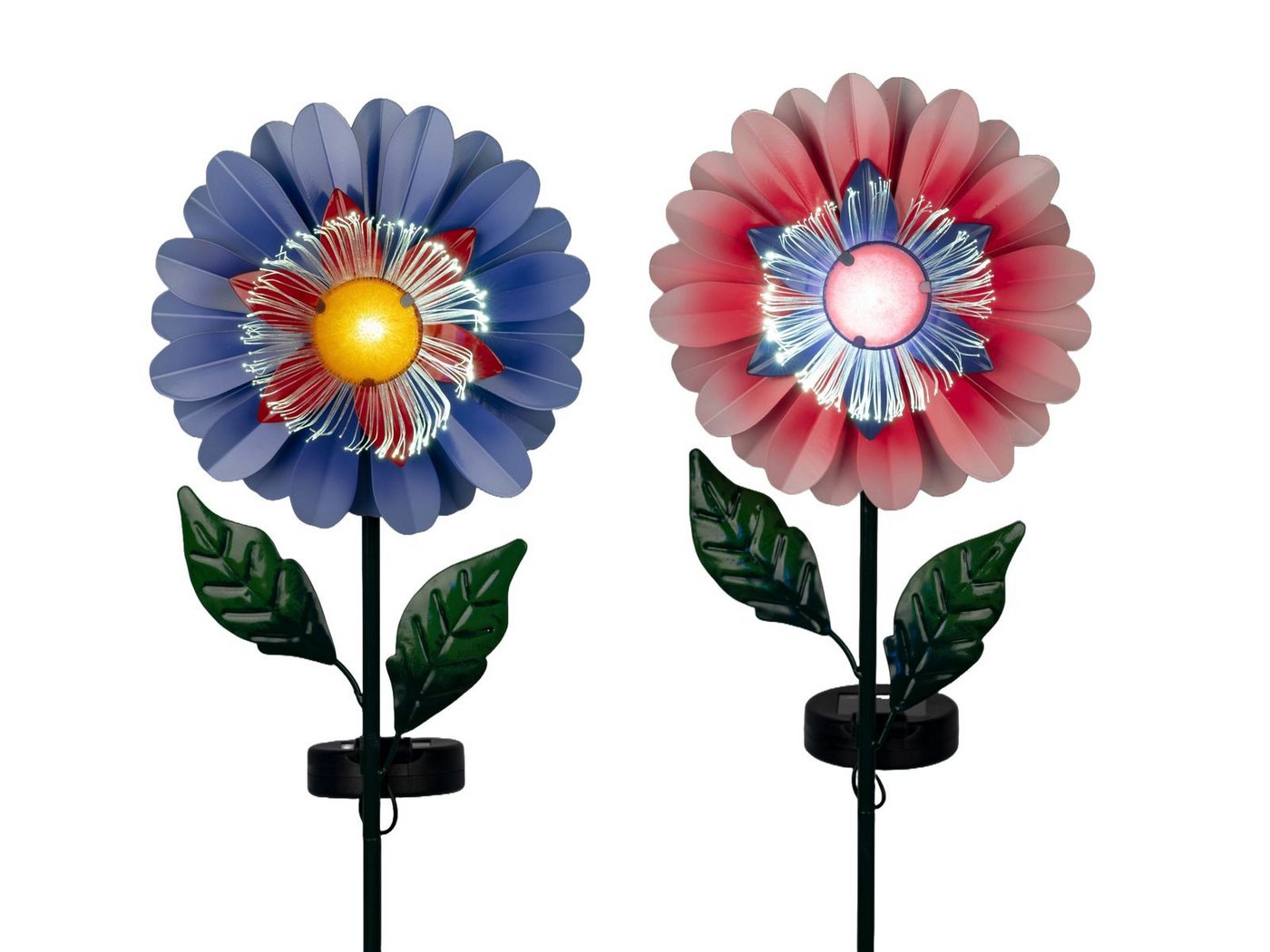 formano Gartenfigur 2er Set Solar-Blüten Gartenstecker Metall Lila Pink 83cm Gartendeko von formano