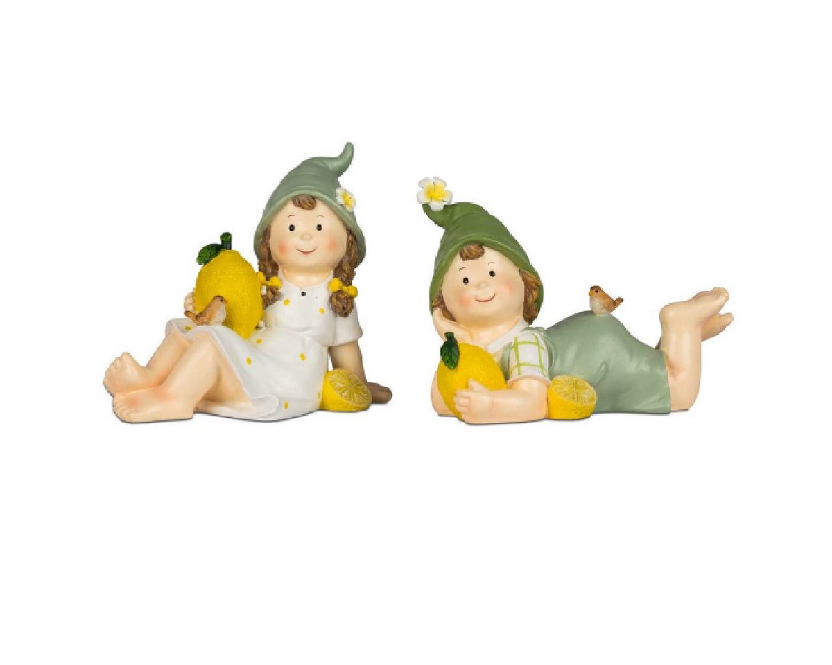 formano Gartenfigur Sommerkinder liegend mit Zitronen in der Hand 22cm 2er Set von formano