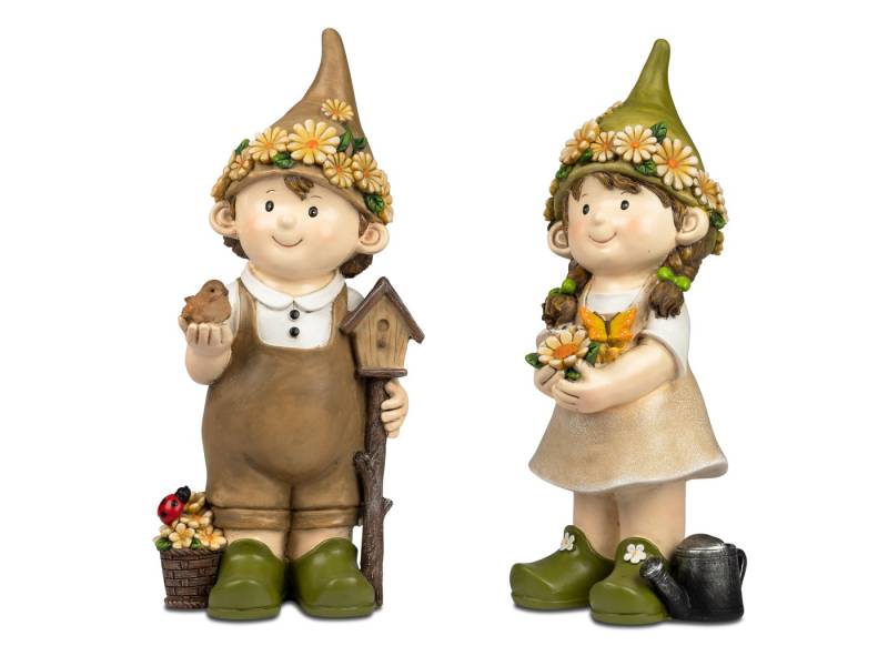 formano Gartenfigur Sommerkinder mit Vogel, (2er Set) von formano