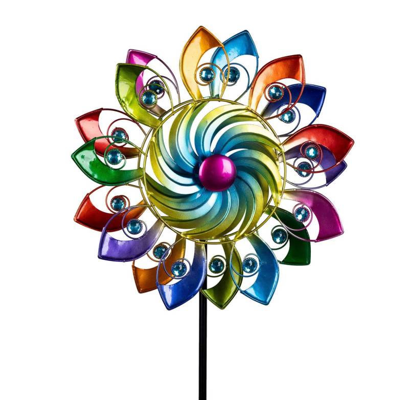 formano Gartenfigur Buntes Windrad Blume Garten Metall Windspiel Windmühle 124 cm von formano