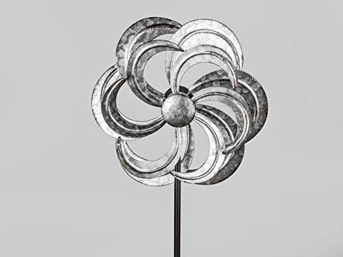 formano Gartenstecker Windrad Blume H. 110cm aus Zink antik Silber Metall von formano