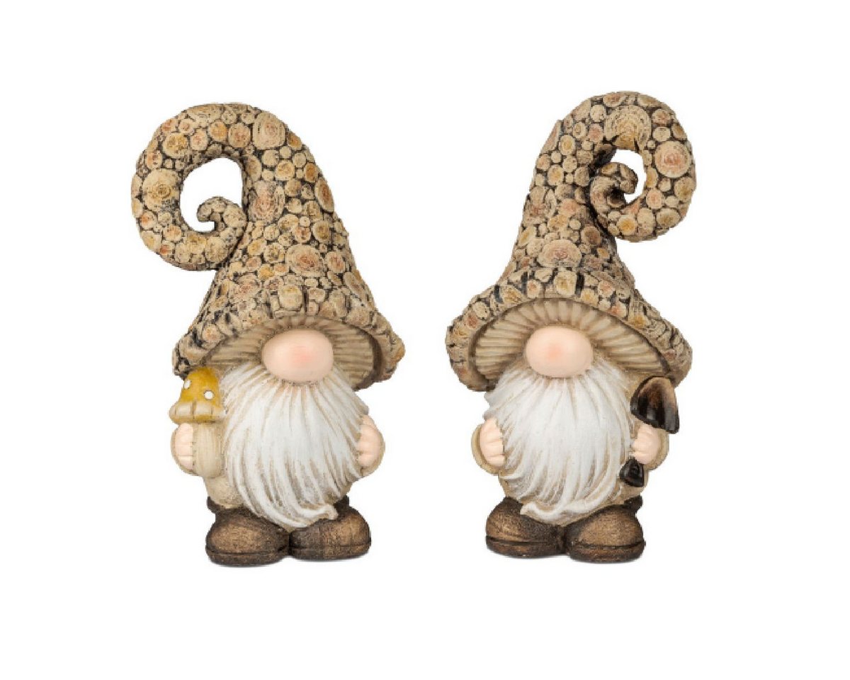 formano Gartenzwerg Zwerge in Holzoptik – 2er Set braun, dekorativ aus Kunststein, (2er-Set) von formano