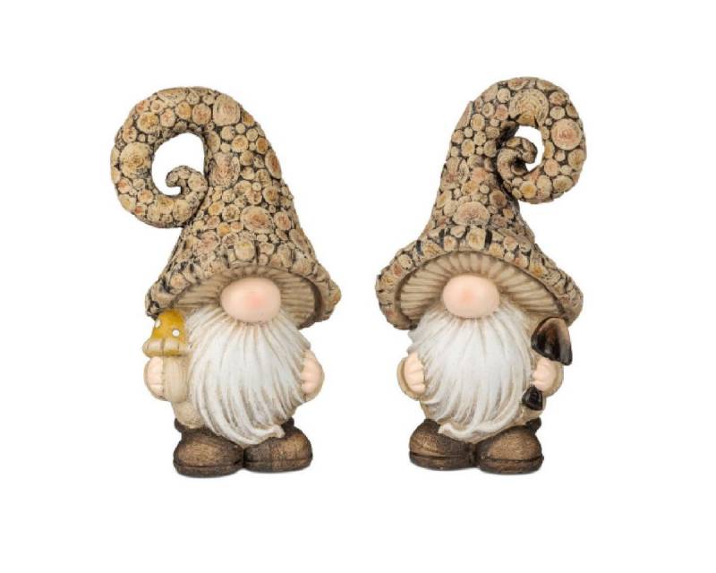 formano Gartenzwerg Zwerge in Holzoptik – 2er Set braun, dekorativ aus Kunststein, (2er-Set) von formano