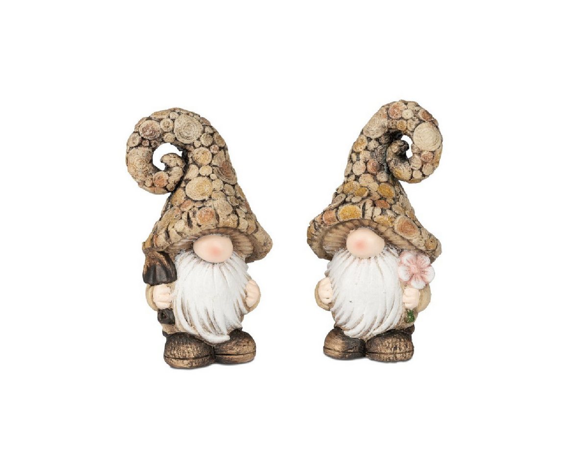 formano Gartenzwerg Zwerge in Holzoptik – 2er Set braun, dekorativ aus Kunststein, (2er-Set) von formano