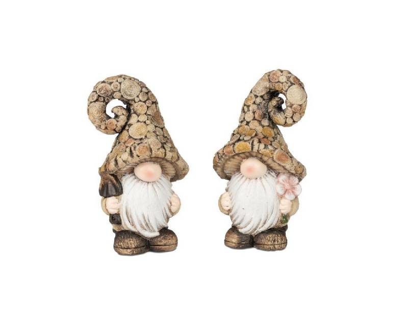 formano Gartenzwerg Zwerge in Holzoptik – 2er Set braun, dekorativ aus Kunststein, (2er-Set) von formano