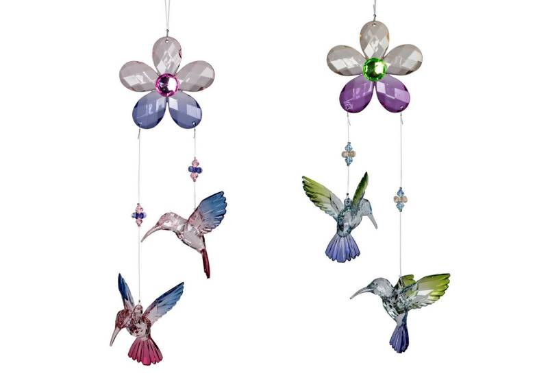 formano Hängedekoration 2er Set Girlande Blume mit 2 Kolibris 28cm Fensterdeko Hängedekoration (2-er Set) von formano