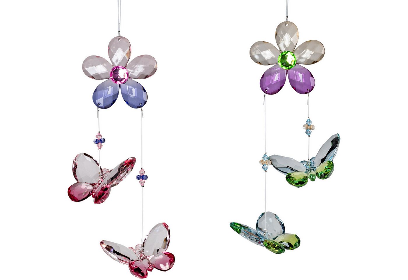 formano Hängedekoration 2er Set Girlande Blume mit 2 Schmetterlinge 28 cm Fensterdeko Hänger (2-er Set) von formano