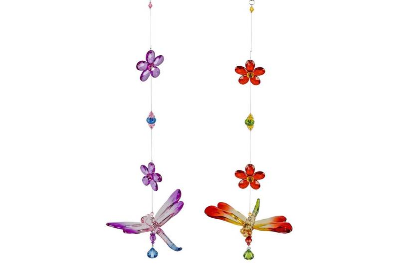 formano Hängedekoration 2er Set Girlande Libelle Blumen und Perlen - 40cm Fensterdeko Hänger (2-er Set) von formano