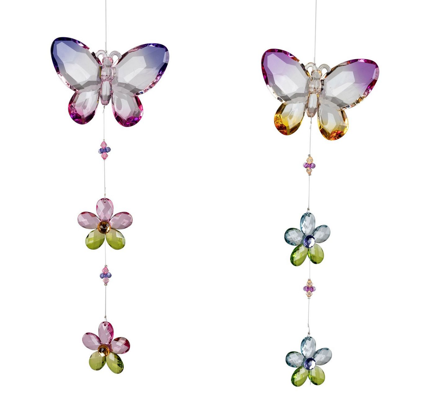 formano Hängedekoration 2er Set Girlande Schmetterling mit Blumen 34cm Fensterdeko Hänger bunt (2-er Set) von formano