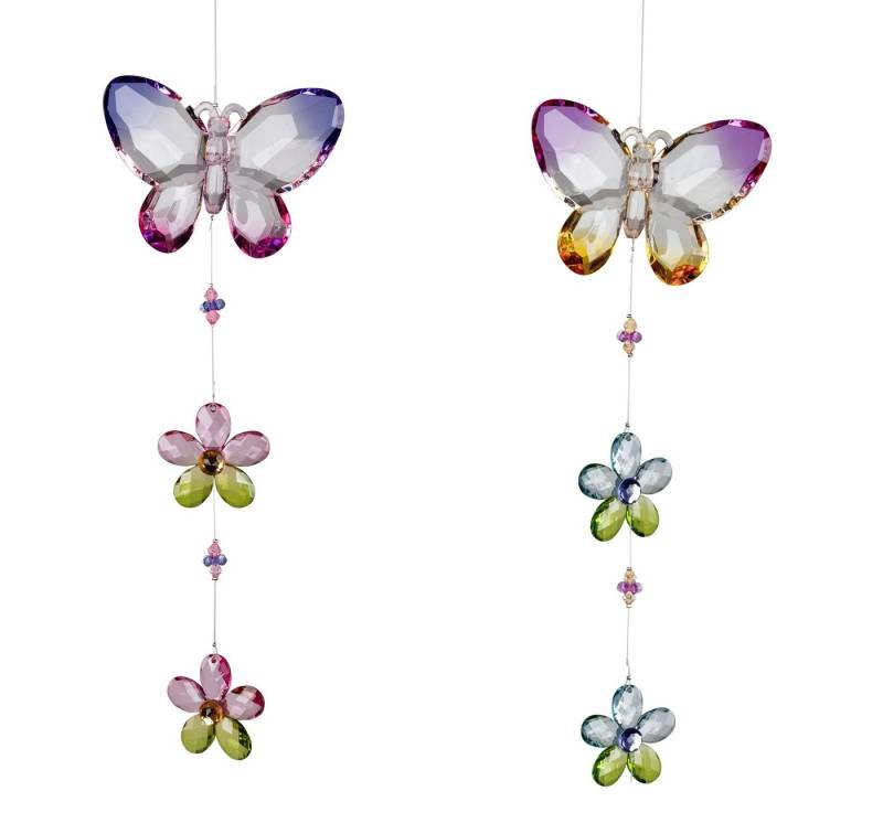 formano Hängedekoration 2er Set Girlande Schmetterling mit Blumen 34cm Fensterdeko Hänger bunt (2-er Set) von formano