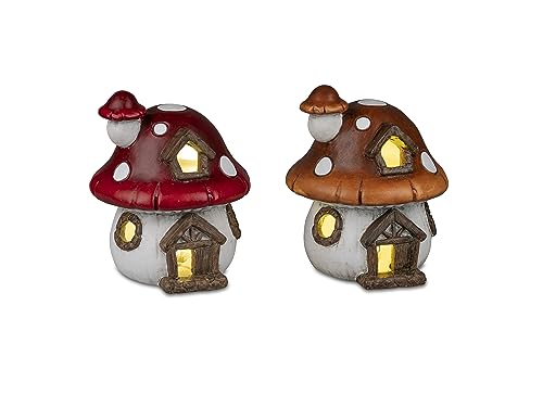 Herbstliches Pilzhaus 15cm mit LED Herbstdekoration Sortiert 1 Stück von 2 Varianten - Auswahl nach Verfügbarkeit von formano