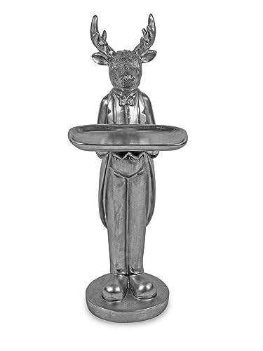 formano Hirsch Figur Butler mit Tablett 70 cm Antik-Silber Dekoration Nostalgie von formano