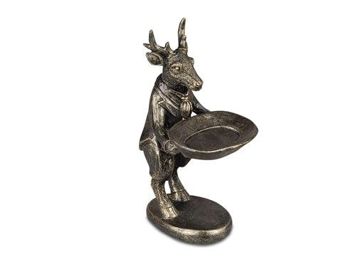 formano Hirsch mit Tablett stehend Kunststein bronzefarbener Oberfläche formano Hirsch mit Tablett stehend Kunststein bronzefarbener Oberfläche von formano