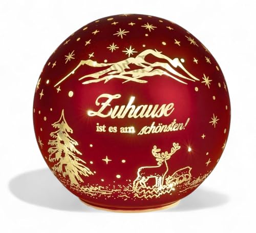 formano LED Deko-Kugel 15cm Rot mit Spruch Zuhause ist es am Schönsten Glaskugel aus mattem Farbglas und Goldener Innenfarbe - Herbst Winter Weihnachtsdeko für Tisch Regal Fensterbank formano LED Deko-Kugel 15cm Rot mit Spruch Zuhause ist es am Schönsten Glaskugel aus mattem Farbglas und Goldener Innenfarbe - Herbst Winter Weihnachtsdeko für Tisch Regal Fensterbank von formano