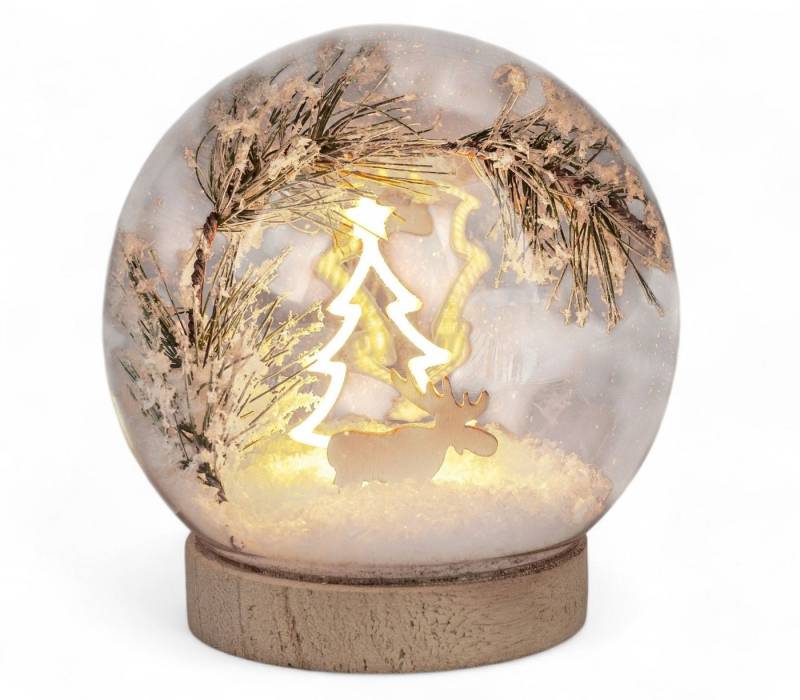 formano LED Dekolicht Glas Dekokugel LED + Timer 13cm Weihnachtskugel mit Elch Tanne &Schnee, LED fest integriert formano LED Dekolicht Glas Dekokugel LED + Timer 13cm Weihnachtskugel mit Elch Tanne &Schnee, LED fest integriert von formano