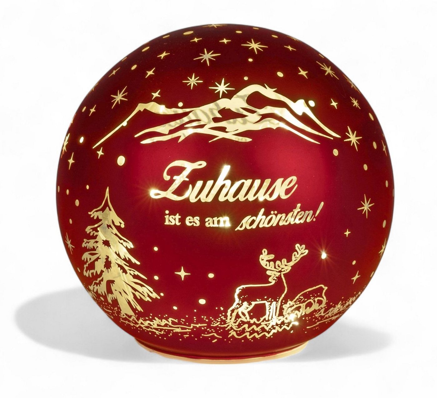 formano LED Dekolicht Glas-Kugel 10cm Rot Spruch Zuhause ist es am Schönsten Weihnachten, LED fest integriert von formano
