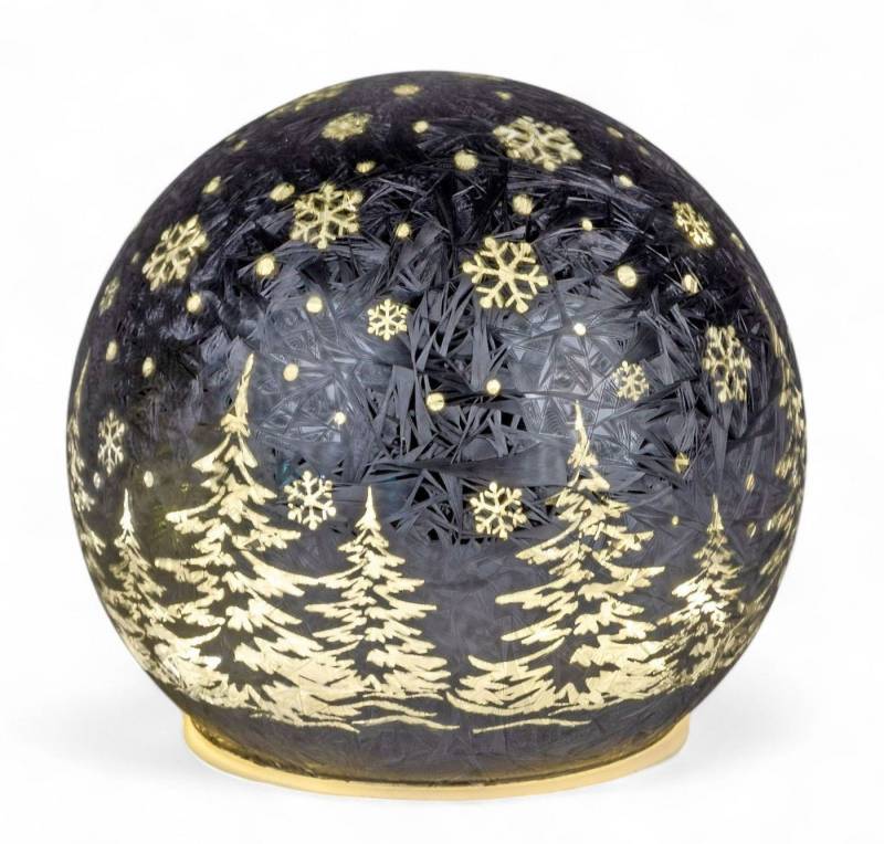 formano LED Dekolicht Glas-Kugel Frosty Schwarz 12 cm Timer 6h/18h Weihnachten Herbst Deko, LED fest integriert von formano
