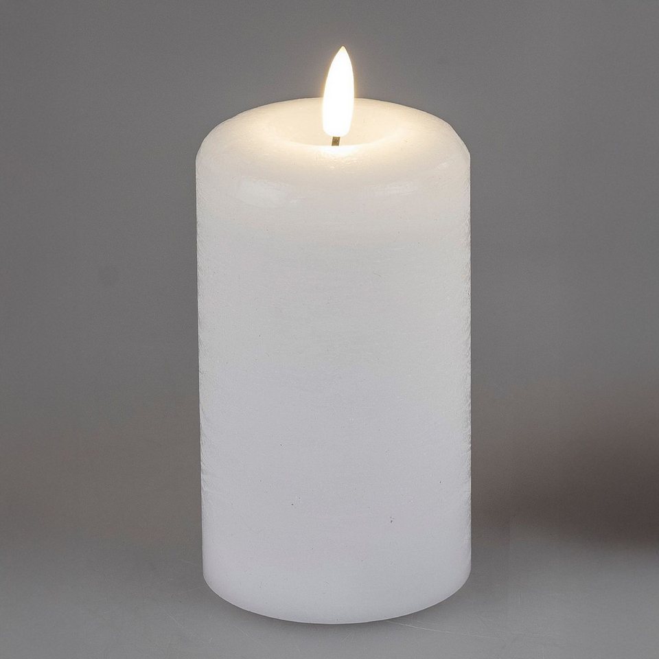 formano LED Dekolicht LED-Wachskerze weiß 10 cm 3D Flackereffekt & Timer 6Std an/18Std aus, LED fest integriert von formano