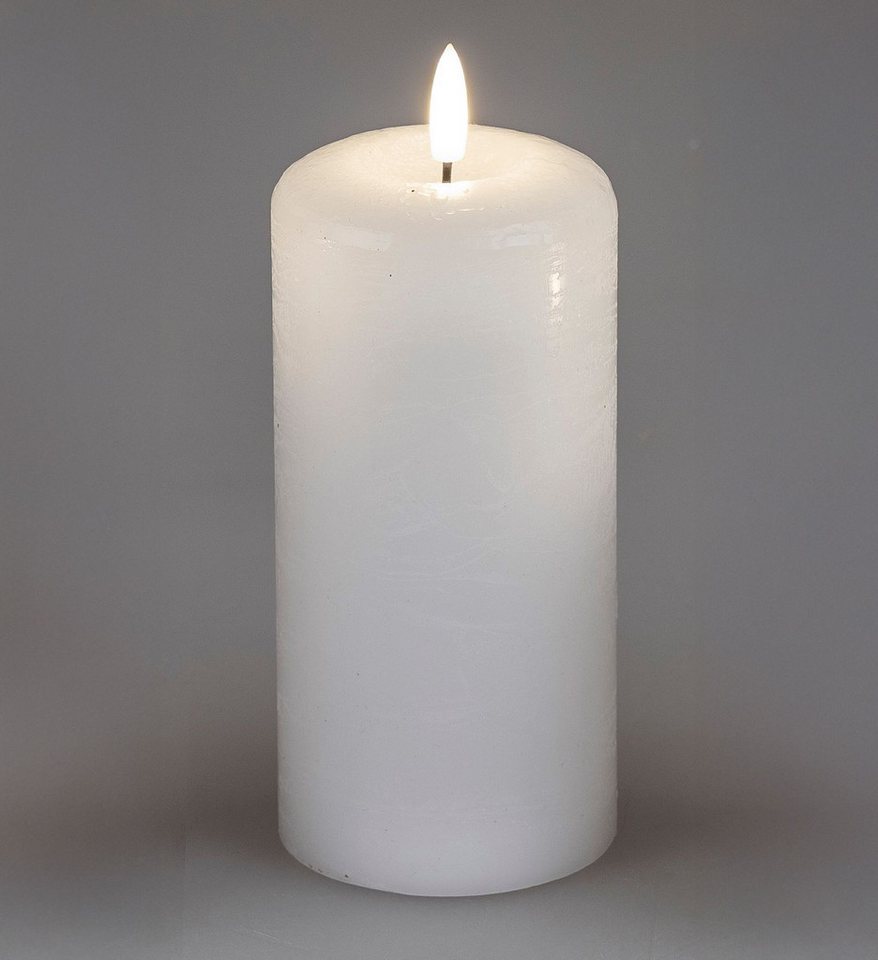 formano LED Dekolicht LED-Wachskerze weiß 12 cm 3D Flackereffekt & Timer 6Std an/18Std aus, LED fest integriert von formano