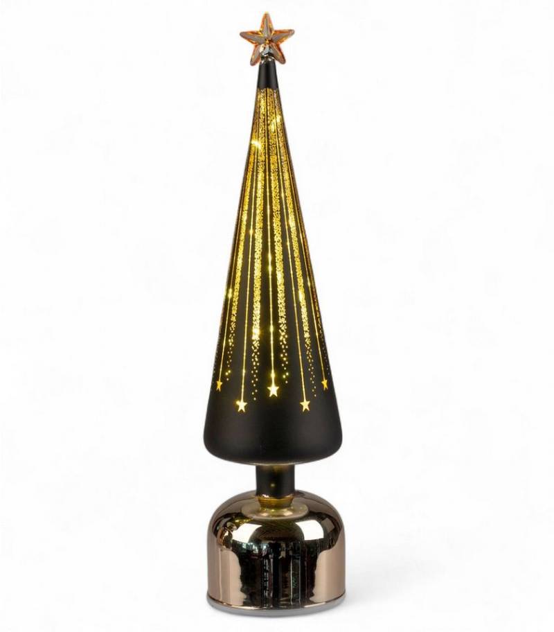 formano LED Dekolicht Weihnachtsbaum drehend Baum 38 cm schwarz-gold aus Farbglas mit Timer, LED fest integriert von formano