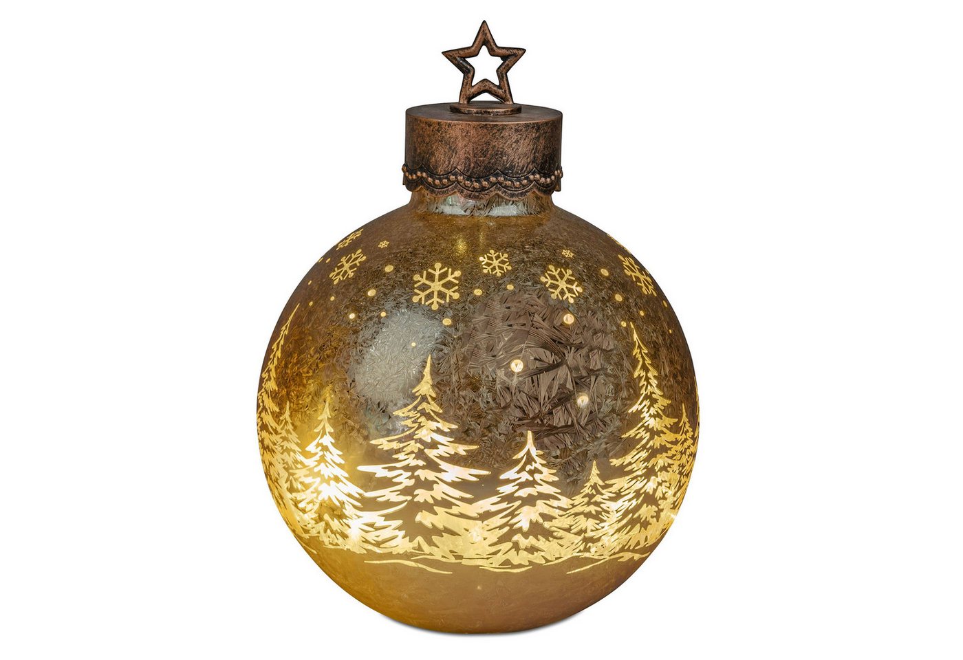 formano LED Dekolicht XXL Glas-Kugel Frosty Gold 35 cm Ice-Optik Timer 6h/18h Weihnachten, LED fest integriert von formano