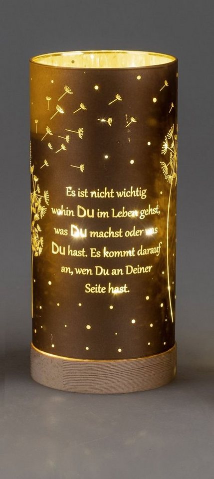 formano LED Dekolicht aus Glas mit Motiv und Spruch, LED fest integriert, Warmweiß von formano