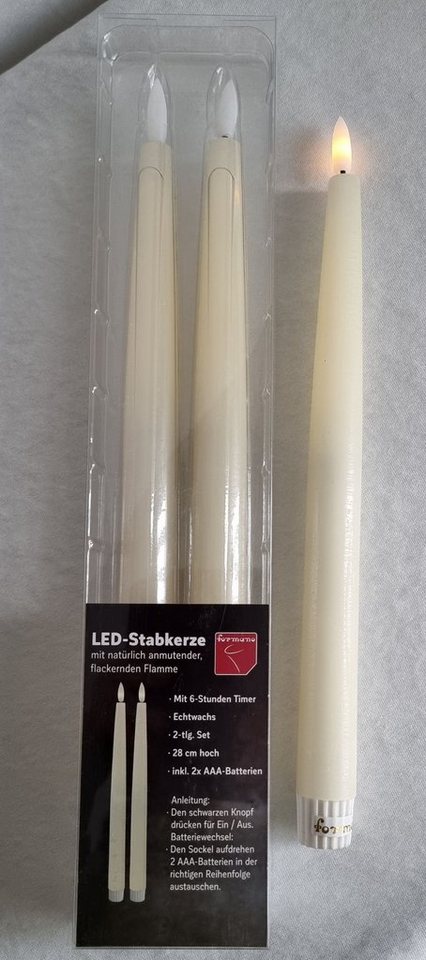 formano LED-Kerze LED Spitzkerzen RUSTIK weinrot, creme, grau (Packung, 2er Pack), LED Echtwachskerze von formano