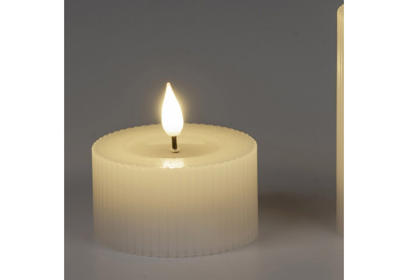 formano LED-Kerze Streifen, Mit Timerfunktion, Creme, Motiv: Rillen von formano