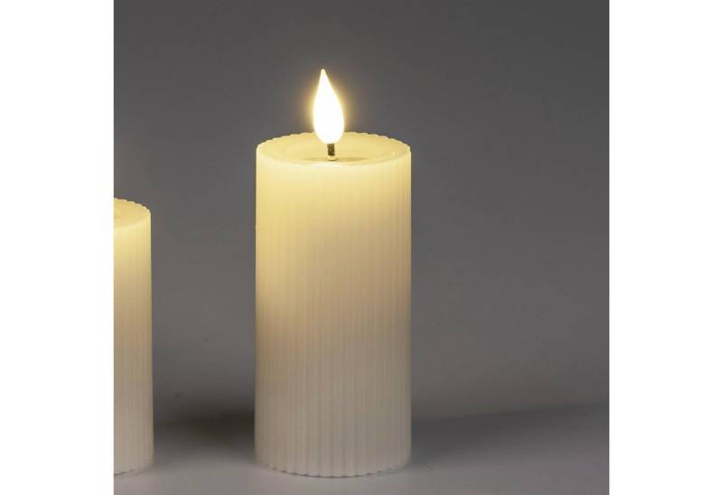 formano LED-Kerze Streifen, Mit Timerfunktion, Creme, Motiv: Rillen von formano
