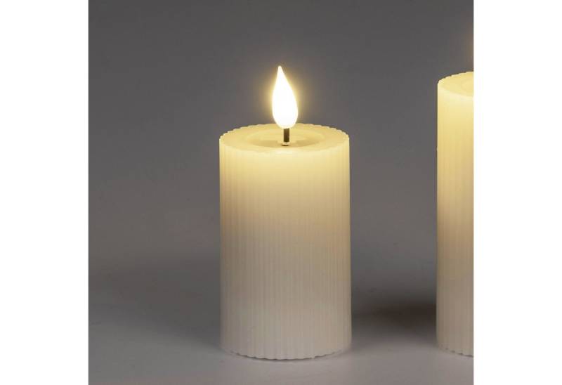 formano LED-Kerze Streifen, Mit Timerfunktion, Creme, Motiv: Rillen von formano