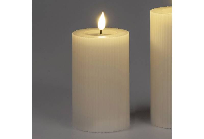 formano LED-Kerze Streifen, Mit Timerfunktion, Creme, Motiv: Rillen von formano