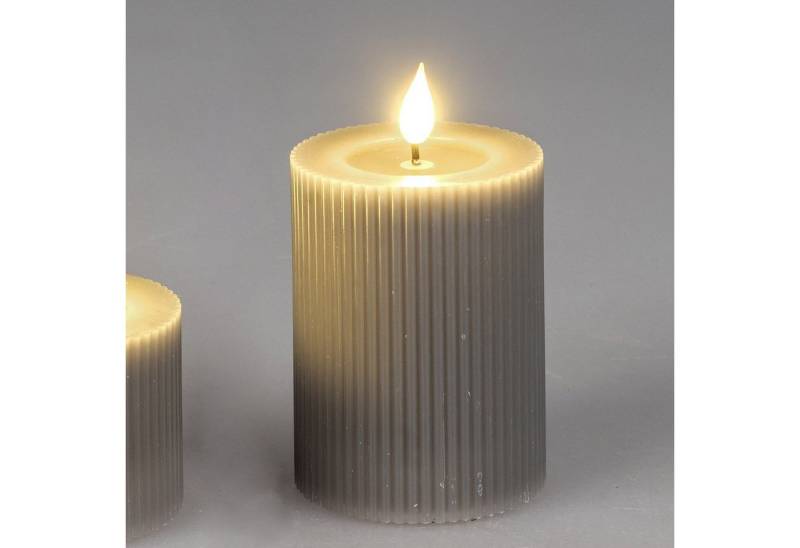 formano LED-Kerze Streifen, mit Timerfunktion, Grau, Motiv: Rillen von formano