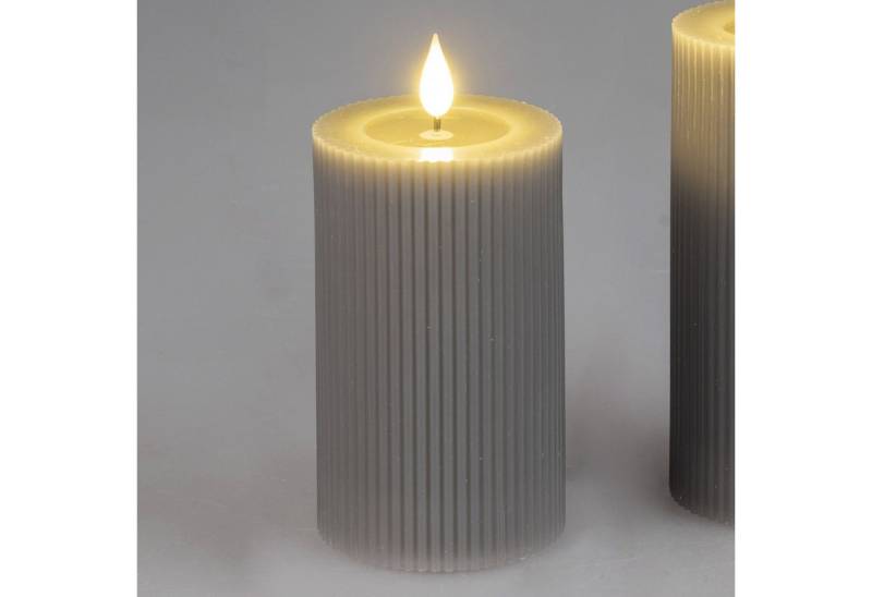formano LED-Kerze Streifen, Mit Timerfunktion, Grau, Motiv: Rillen formano LED-Kerze Streifen, Mit Timerfunktion, Grau, Motiv: Rillen von formano