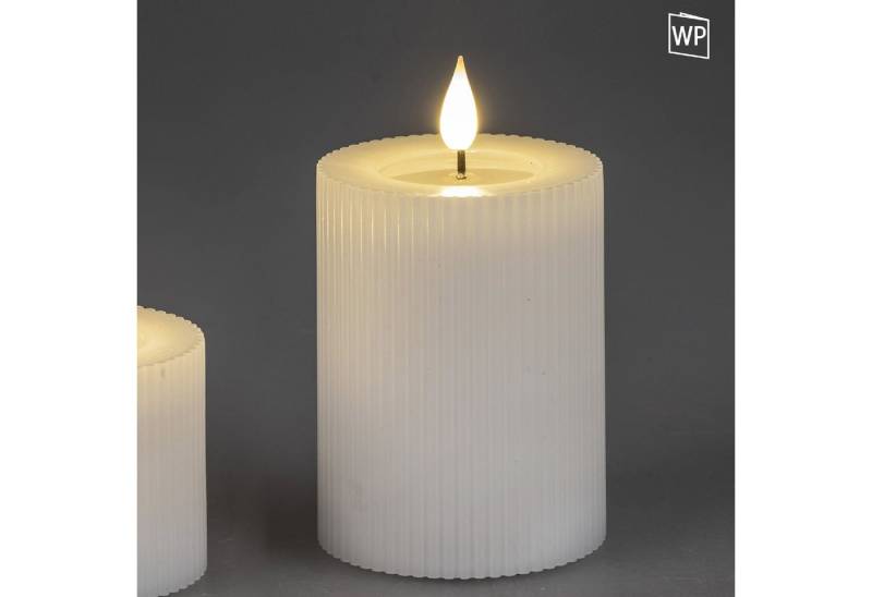 formano LED-Kerze Streifen, Mit Timerfunktion, Weiß, Motiv: Rillen von formano