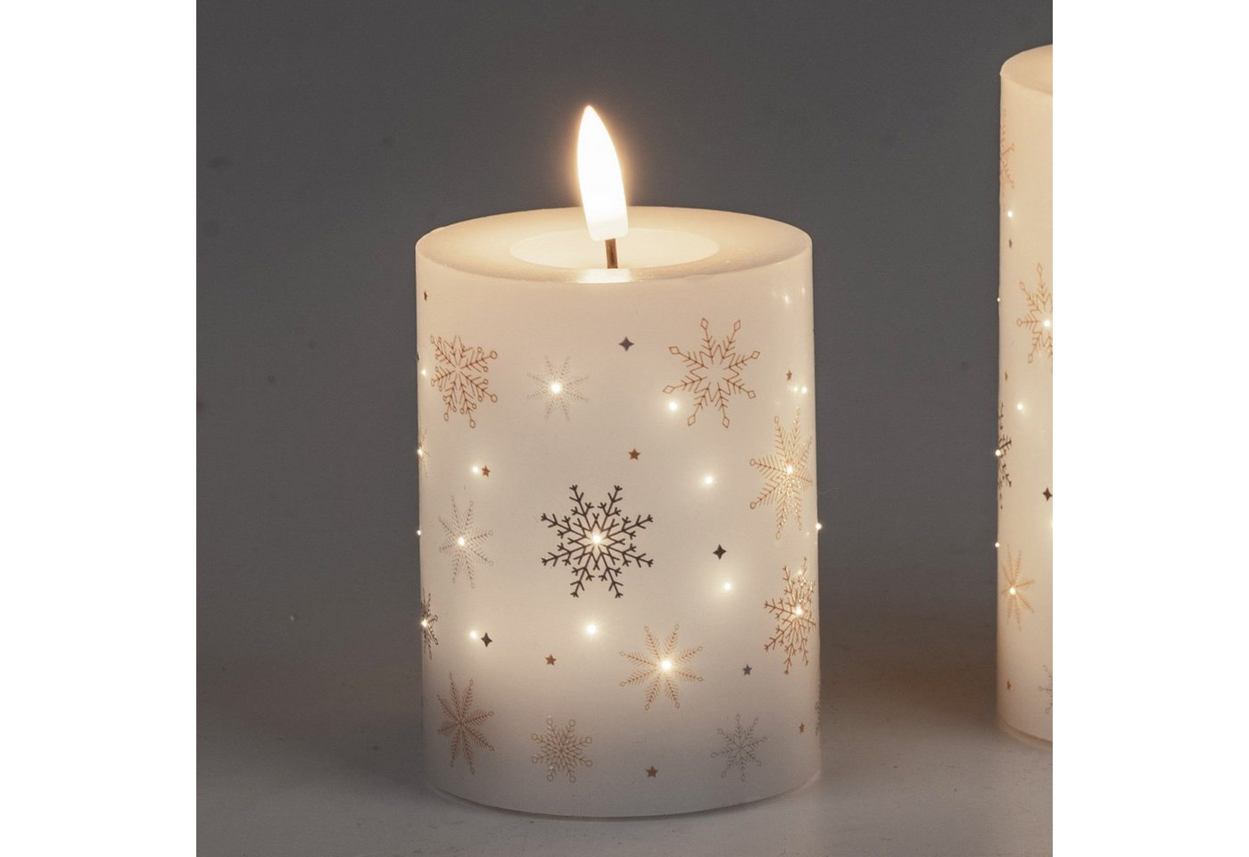 formano LED-Kerze Schneeflocke, Mit Timerfunktion, Weiß, Motiv: Schneesterne von formano