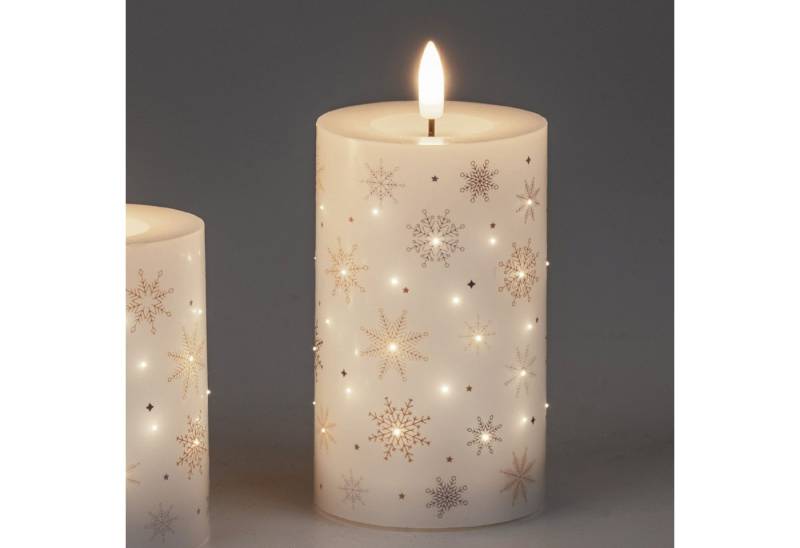 formano LED-Kerze Schneeflocke, Mit Timerfunktion, Weiß, Motiv: Schneesterne von formano