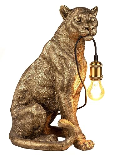 formano Leopard Stehlampe Antik-Gold 51cm - E27 Tischlampe mit Löwenkopf - Vintage Dekolampe für Wohnzimmer & Schlafzimmer - 40W Elegante Beleuchtung Stimmungslampe Tierlampe Löwe formano Leopard Stehlampe Antik-Gold 51cm - E27 Tischlampe mit Löwenkopf - Vintage Dekolampe für Wohnzimmer & Schlafzimmer - 40W Elegante Beleuchtung Stimmungslampe Tierlampe Löwe von formano