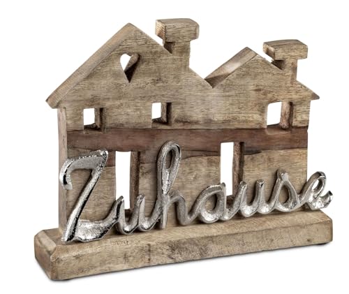 formano Mangoholz Haus Deko Schriftzug Zuhause 24cm Holz Aluminium Silber - Moderne Wohnzimmer Dekoration Wohnaccessoire Naturholz formano Mangoholz Haus Deko Schriftzug Zuhause 24cm Holz Aluminium Silber - Moderne Wohnzimmer Dekoration Wohnaccessoire Naturholz von formano