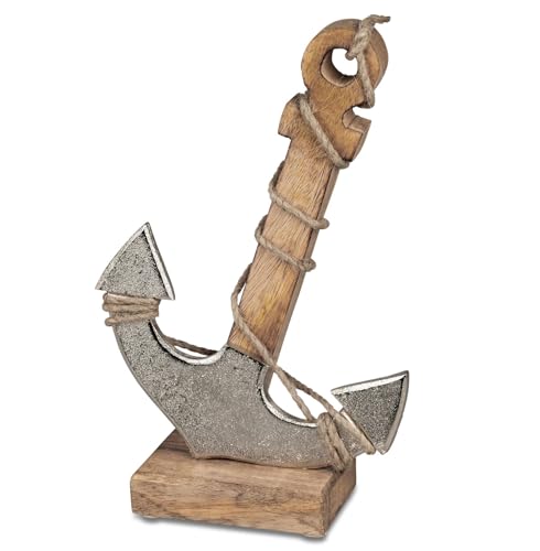 formano Maritimes Dekoobjekt Anker mit Tau Aluminium und Mango Holz - 26cm von formano