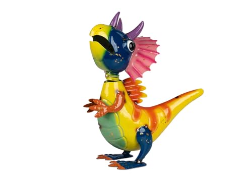 formano Metall-Figur Drache Wackel-Kopf 34 cm Gartenfigur Handbemalt Wackelfigur Bunt Lackiert Gartendeko Drachenfigur Outdoor Skulptur Terrasse Balkon von formano