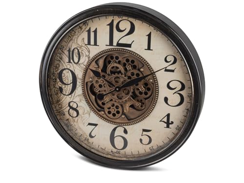 formano Moderne Wanduhr mit Beweglichen Zahnrädern 65 cm Metall Clock Antik-Sytle von formano